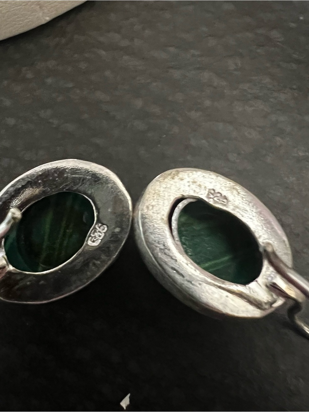 Sterling Silver Green Malachite Drop Earrings - Picture 3 of 8